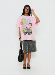 Betty Boop Speedracer Oversized Graphic Tee Washed Pink