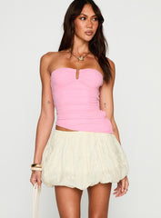 Cloudia Bubble Hem Mini Skirt Cream
