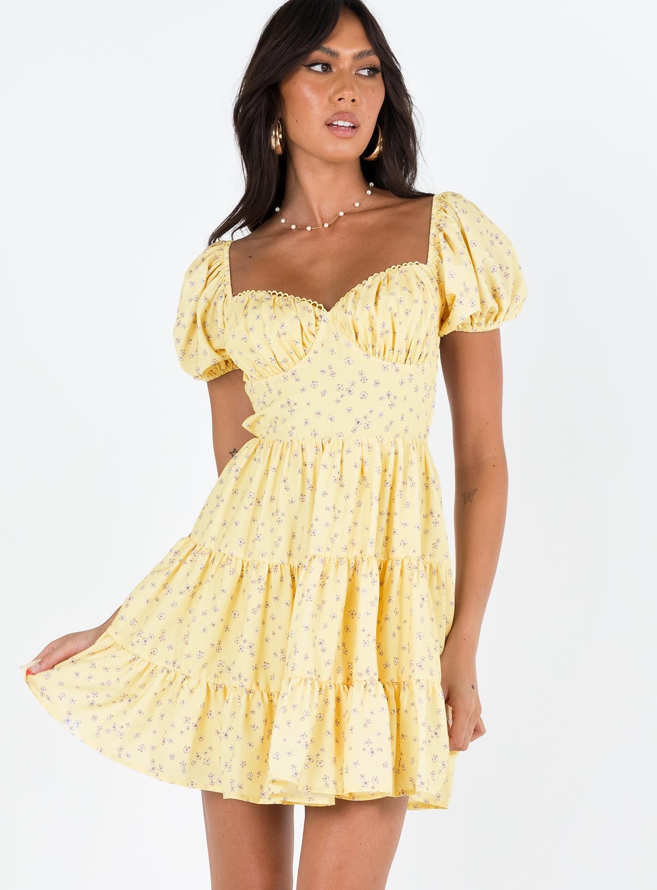 Danny Mini Dress Yellow Floral