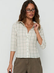 Anni 3/4 Sleeve Top Multi Check