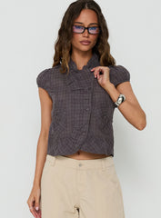 Aryalda Cap Sleeve Blouse Top Multi Check