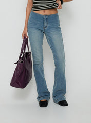 Flow Rider No Waist Low Rise Bootleg Jean Vintage Blue Wash