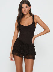 Kaydenn Frill Playsuit Chocolate