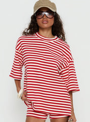 Bryanne Short Sleeve Top Red Stripe