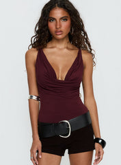 Nerolia Halter Ring Top Burgundy
