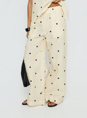 Bellara Tie Waist Pants Yellow Polka