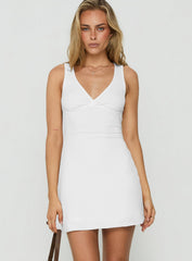 Kasiana V Neck Crossover Mini Dress White
