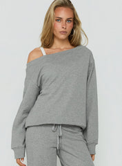 Wellness Off The Shoulder Jumper Dark Grey Marle