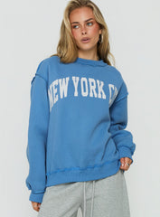 When In New York City Oversized Jumper Blue