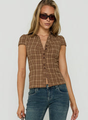 Arianwyn Short Sleeve Shirt Brown Check
