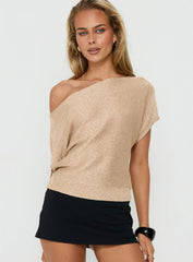Kysa Off Shoulder Knit Top Gold