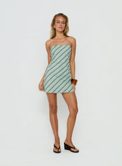 Elery Strapless Mini Dress Blue Stripe