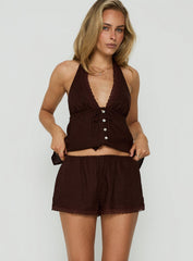 Cloud Crush Linen Shorts Chocolate