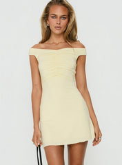 Keera Off Shoulder Ruched Mini Dress Butter