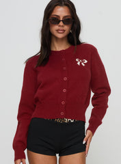 With A Bow Cardigan Red