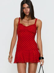 Kahla Frill Romper Red Polka Dot