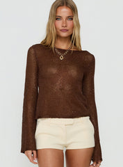 Evanne Long Sleeve Knit Top Brown