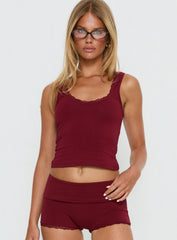 Serae Lace Trim Tank Top Cherry