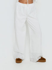 Kissed Chaos Broderie Anglais Tie Waist Pants White