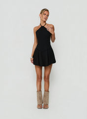 Hunnie Halter Mini Dress Black