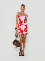 Kareina Scoop Embroidered Mini Dress Pink / Red