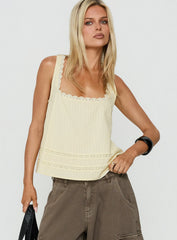 Alanah Lace Trim Top Lemon