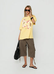 Botanic Lover Oversized Graphic Tee Washed Yellow
