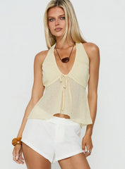 Billboards Floaty Halter Top Yellow