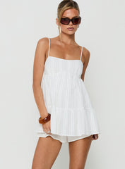 Lanova Babydoll Tiered Playsuit White