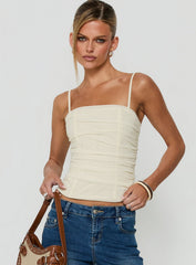 Missimo Ruched Mesh Corset Top Cream