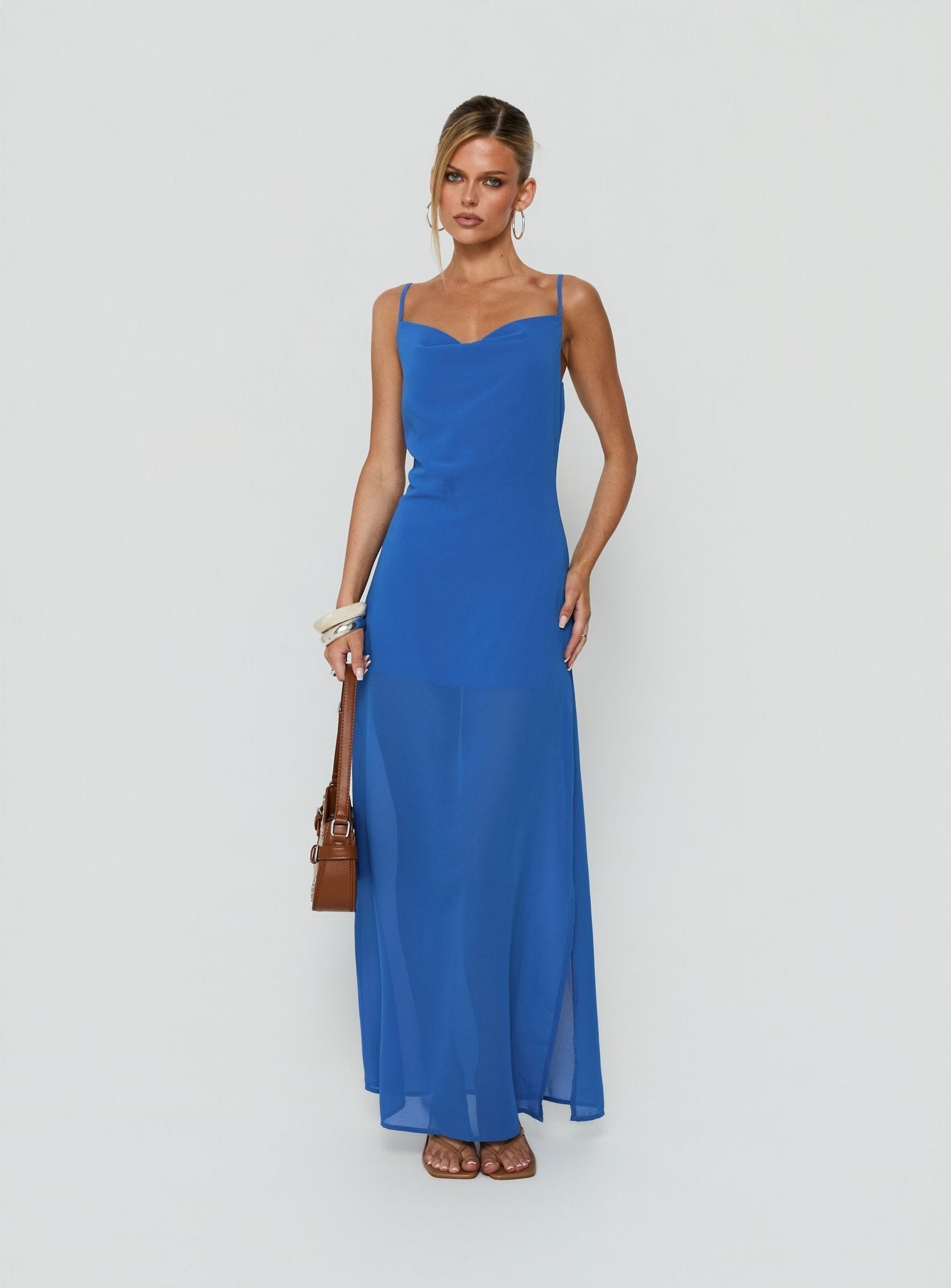 Jysela Cowl Neck Maxi Dress Dark Blue