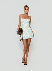 Kylanah Contrast Trim Playsuit Blue Floral