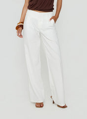 Two Lovers Linen Low Rise Pants White