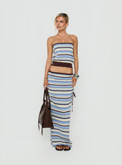 Osamie Knit Drawstring Maxi Skirt Multi Stripe