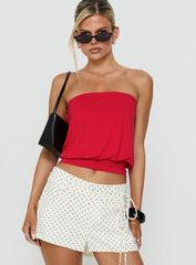 Wryn Strapless Blouson Tie Detail Top Red