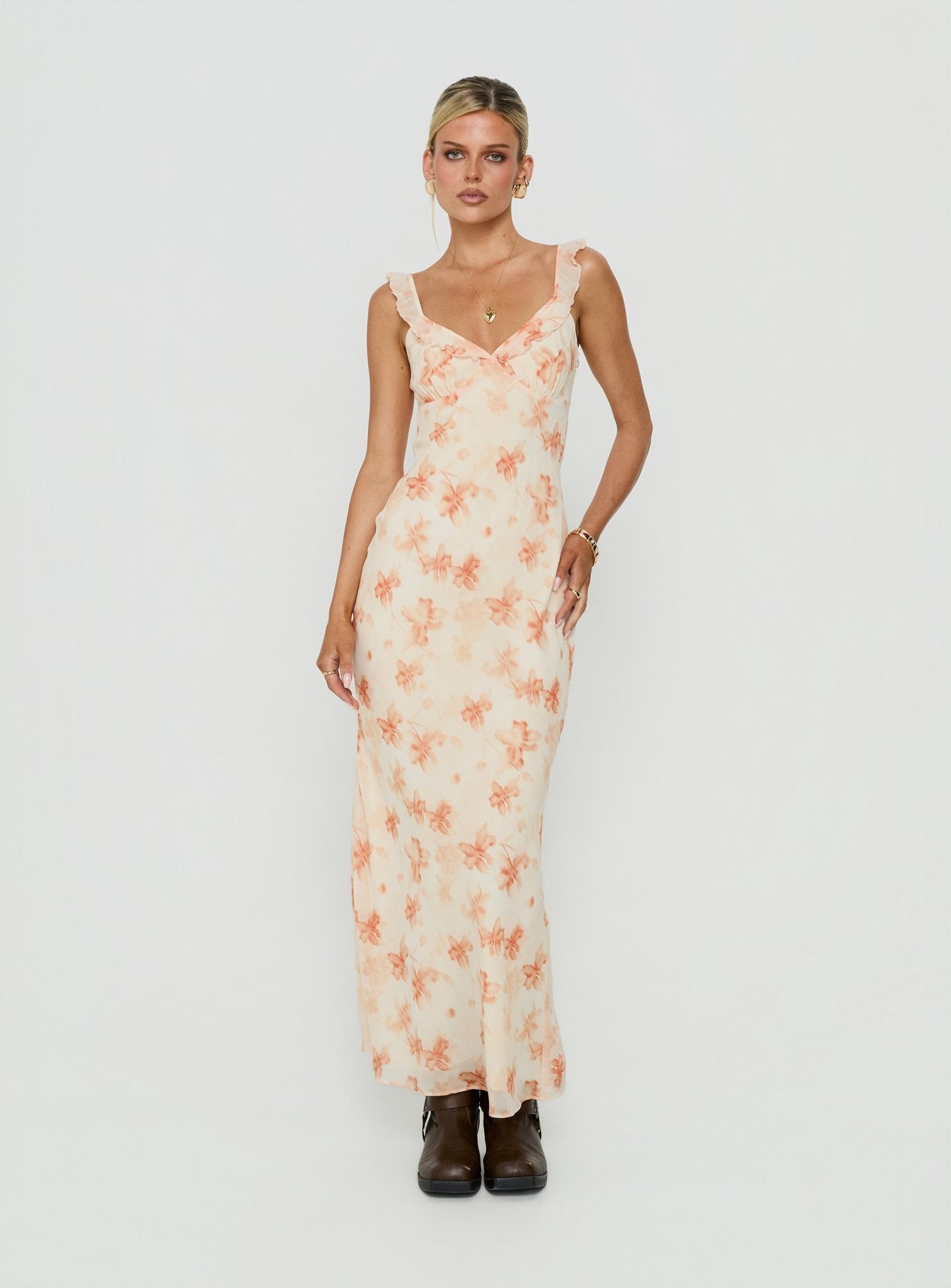 Aymi Frill Bust Detail Maxi Dress Multi Floral