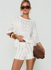 Rheara Knit Tie Waist Shorts White