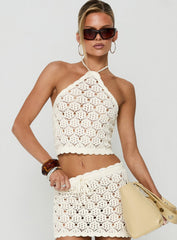 Harrietah Arrowneck Crochet Top White