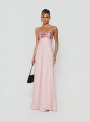 See The Vision Sequin Bust Strapless Maxi Dress Pink
