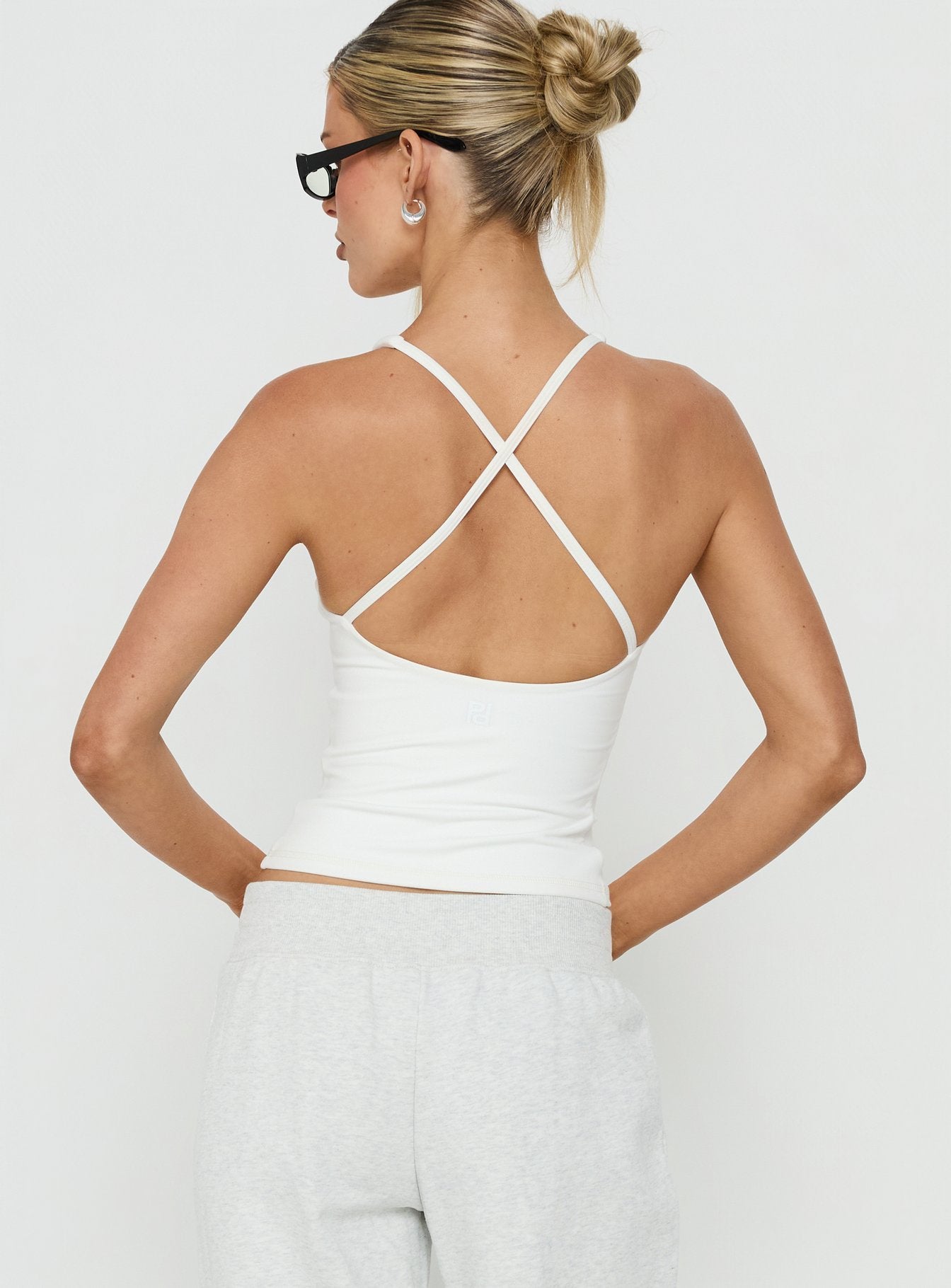 Pace Active Cross Back Tank Top White