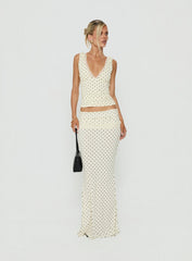 Zespri Jersey Maxi Skirt Cream Polka Dot