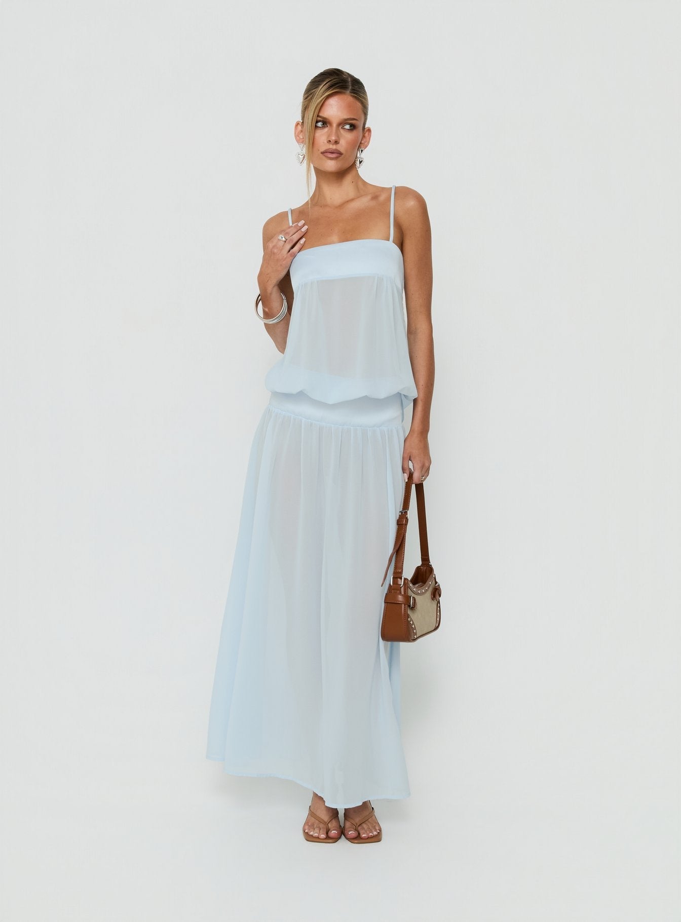 Gracia Blouson Maxi Dress Blue