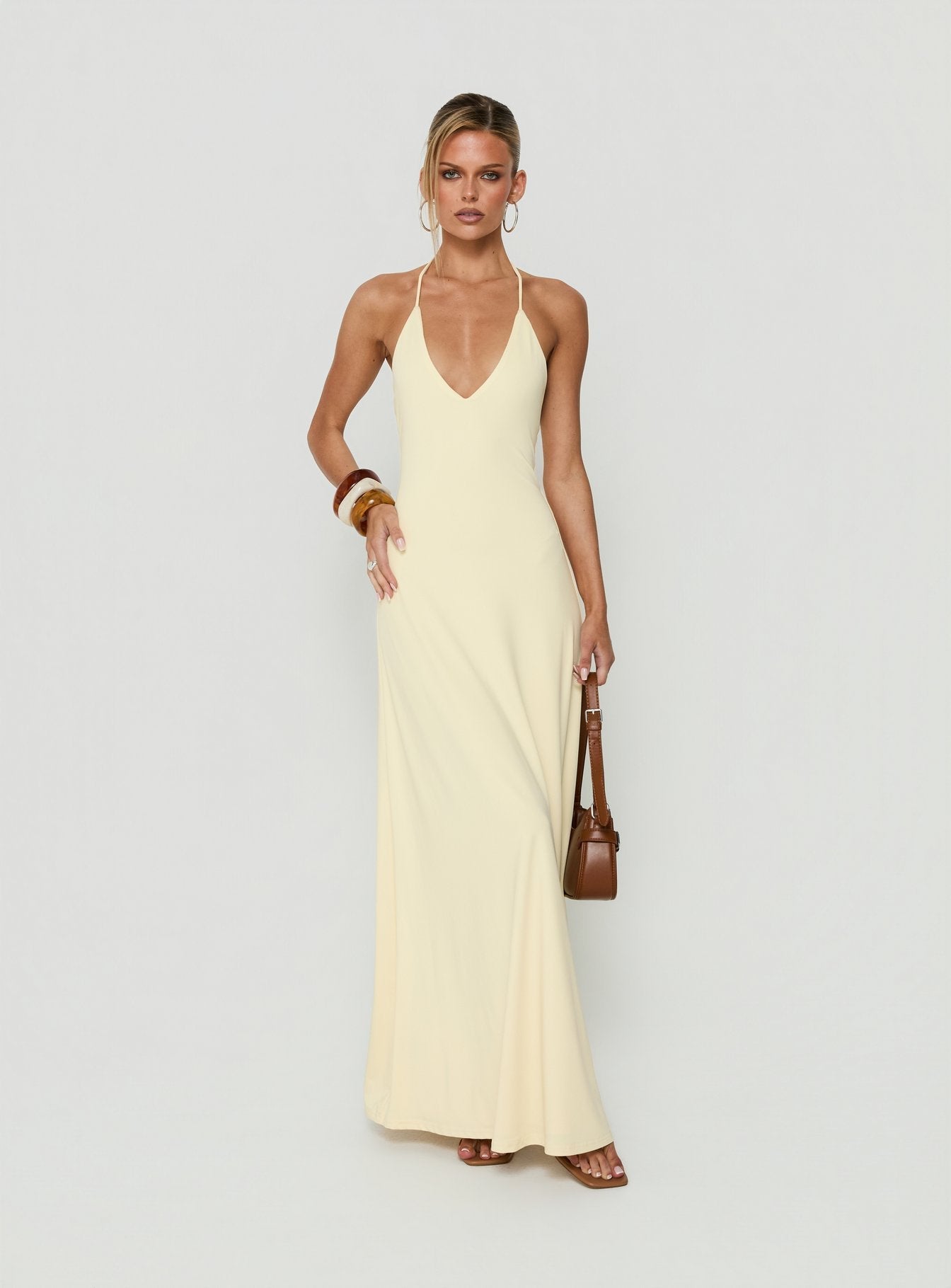 Palmas Halter Maxi Dress Butter Yellow