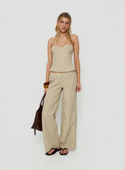 Kierstyn Corset Set Beige Stripe