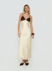 Odyessa V Neck Maxi Dress Brown / Yellow