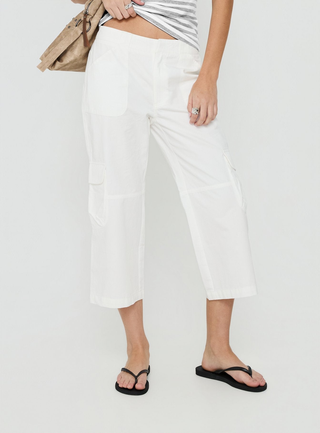 Indee Cropped Cargo Pants White