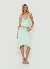 Natabelle Lace Detail Midi Skirt Mint