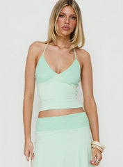 Natabelle Lace Detail Halter Top Mint