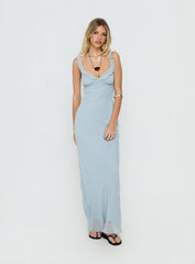 Aymi Frill Bust Detail Maxi Dress Blue Stripe