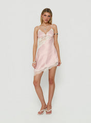Raines Asymmetrical Lace Mini Dress Pink